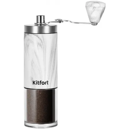 Кофемолка Kitfort КТ-7471 ручная сист.помол.:жернова вместим.:25гр серый/серебристый