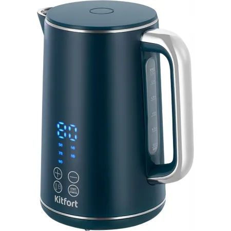 Чайник электрический Kitfort КТ-6784 1.7л. 2200Вт синий/нержавеющая сталь корпус: нерж.сталь/пластик