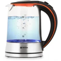 Чайник электрический Vitek VT-7005 1.7л. 2200Вт серебристый корпус: стекло/металл