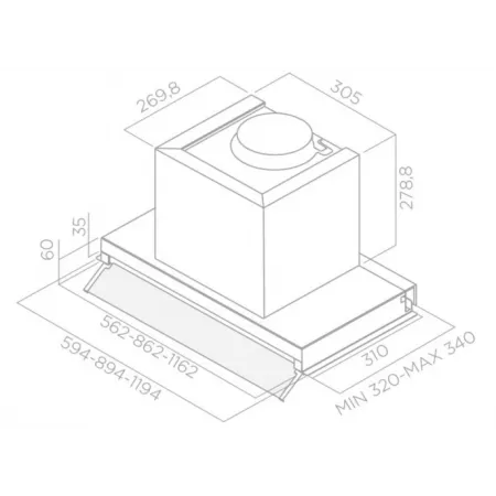 Вытяжка встраиваемая Elica Boxin PLUS IXGL/A/120 нержавеющая сталь управление: поворотные переключатели (1 мотор)