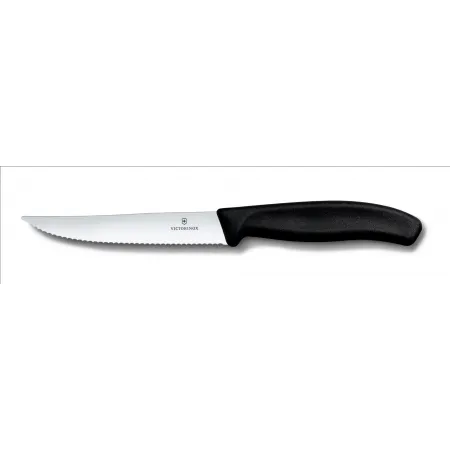 Нож кухонный Victorinox Swiss Classic Gourmet (6.7933) стальной разделочный для стейка/пиццы лезв.120мм серрейт. заточка черный Нож кухонный Victorinox Swiss Classic Gourmet (6.7933) стальной разделочный для стейка/пиццы лезв.120мм серрейт. заточка черный