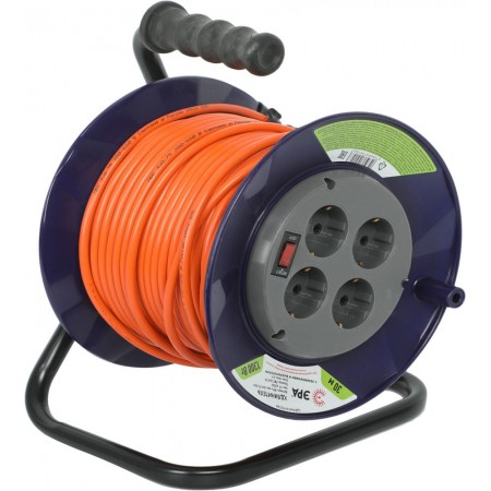 Удлинитель силовой Эра RPx-4es-3х0.75-30m (Б0043052) 3x0.75кв.мм 4розет. 30м ПВС 6A катушка оранжевый