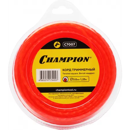 Леска для садовых триммеров Champion C7007 d=3мм L=25м