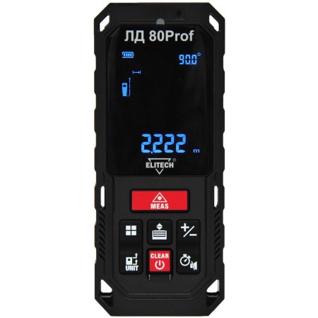 Лазерный дальномер Elitech ЛД 80Prof 2кл.лаз. 670нм цв.луч. красный (188613)