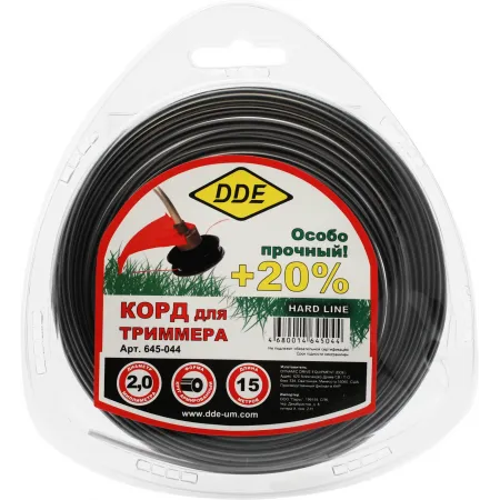 Леска для садовых триммеров DDE 645-044 d=2мм L=15м