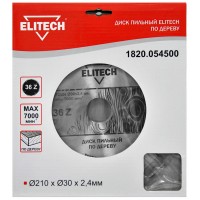 Диск пильный по дер. Elitech 1820.054500 d=210мм d(посад.)=30мм (циркулярные пилы) (упак.:1шт)