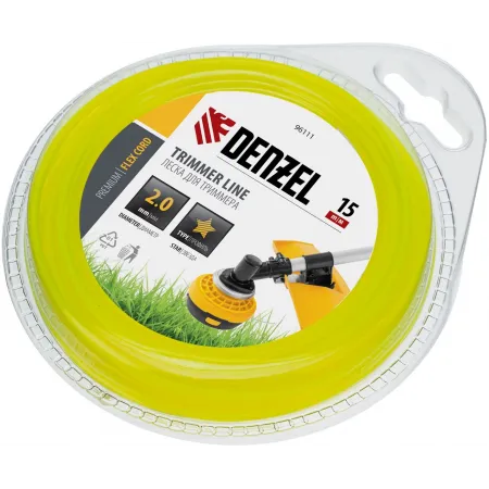 Леска для садовых триммеров Denzel 96111 d=2мм L=15м Леска для садовых триммеров Denzel 96111 d=2мм L=15м