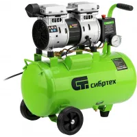 Компрессор поршневой Сибртех МБ 1100/24 безмасляный 170л/мин 24л 1100Вт зеленый