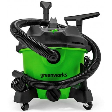 Строительный пылесос Greenworks G120WDV 1300Вт (уборка: сухая/сбор воды) зеленый