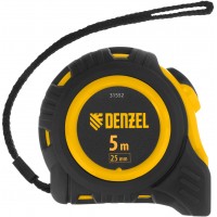 Рулетка строительная Denzel 31552 дл.полотна 5м изм.шкала в см зацеп простой черный/желтый