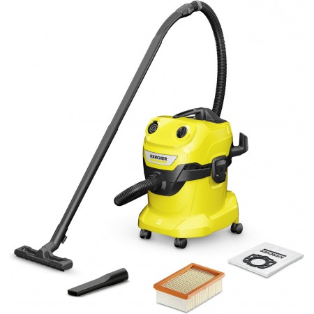 Строительный пылесос Karcher WD 4 V-20/5/22 1000Вт (уборка: сухая/сбор воды) желтый