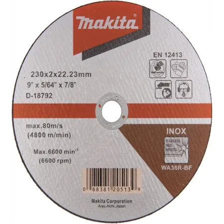 Диск отрезной по мет. Makita D-18792 d=230мм d(посад.)=22.23мм (угловые шлифмашины)