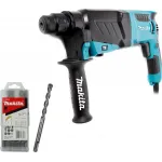 Перфоратор Makita HR2630 + набор буров B-54704 патрон:SDS-plus уд.:2.9Дж 800Вт (кейс в комплекте)