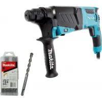 Перфоратор Makita HR2630 + набор буров B-54704 патрон:SDS-plus уд.:2.9Дж 800Вт (кейс в комплекте)