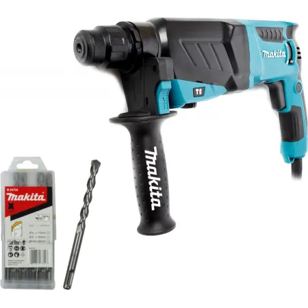 Перфоратор Makita HR2630 + набор буров B-54704 патрон:SDS-plus уд.:2.9Дж 800Вт (кейс в комплекте)