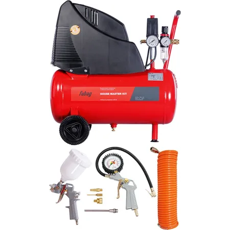 Компрессор поршневой Fubag House Master Kit безмасляный 180л/мин 24л 1100Вт красный/черный