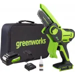 Цепная пила Greenworks G24MCS10 дл.шины:4"(10cm) 1аккум. 2Ач ЗУ (2008207UA)