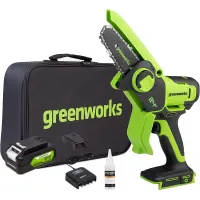 Цепная пила Greenworks G24MCS10 дл.шины:4"(10cm) 1аккум. 2Ач ЗУ (2008207UA)
