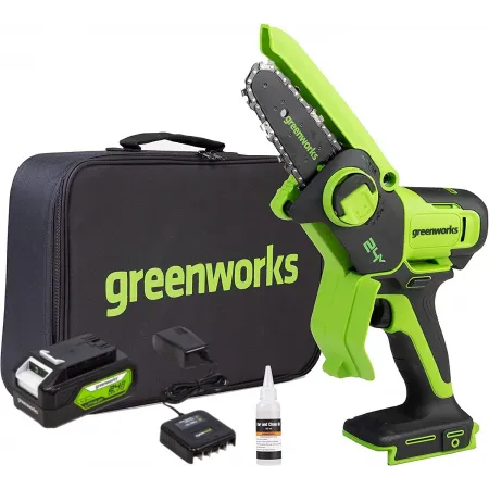 Цепная пила Greenworks G24MCS10 дл.шины:4"(10cm) 1аккум. 2Ач ЗУ (2008207UA)