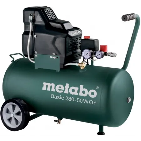Компрессор поршневой Metabo Basic 280-50 W OF безмасляный 130л/мин 50л 1.7Вт зеленый