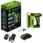Степлер аккумуляторный Greenworks G24CS10 скобы тип 53: 6-14мм гвозди тип 47: 14мм