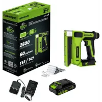 Степлер аккумуляторный Greenworks G24CS10 скобы тип 53: 6-14мм гвозди тип 47: 14мм