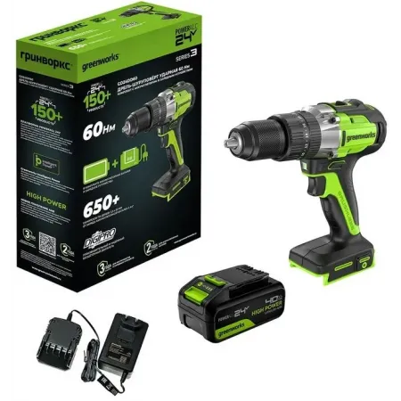 Дрель-шуруповерт Greenworks GD24DD60 аккум. патрон:быстрозажимной (3704107CUB) Дрель-шуруповерт Greenworks GD24DD60 аккум. патрон:быстрозажимной (3704107CUB)