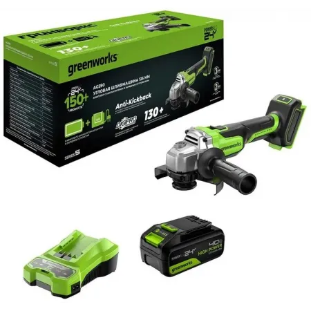 Углошлифовальная машина Greenworks AG590 8500об/мин рез.шпин.:M14 d=125мм (3201007CUB) Углошлифовальная машина Greenworks AG590 8500об/мин рез.шпин.:M14 d=125мм (3201007CUB)