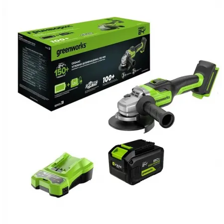 Углошлифовальная машина Greenworks GD24AG 758Вт 10500об/мин рез.шпин.:M14 d=125мм (3200207CUH)