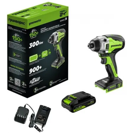 Винтоверт Greenworks GD24ID3 аккум. патрон:шестигр.1/4" (3802807CUA)