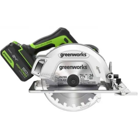 Циркулярная пила (дисковая) Greenworks GD24CS (ручная) D диска.:185мм (1500907CUG) Циркулярная пила (дисковая) Greenworks GD24CS (ручная) D диска.:185мм (1500907CUG)