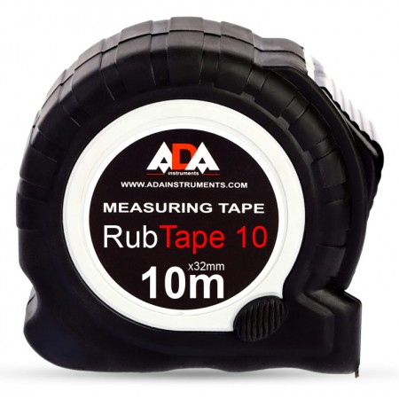 Рулетка строительная Ada RubTape 10 дл.полотна 10м изм.шкала в см зацеп простой черный (А00154)