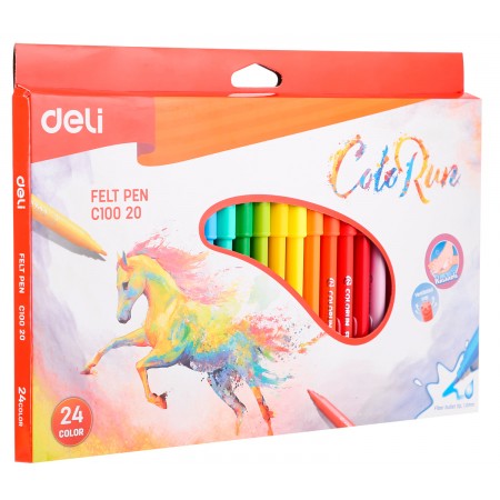 Фломастеры Deli EC10020 ColoRun Вентилируемый 24цв. коробка с европодвесом