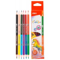 Карандаши цв. Deli EC00500 ColoRun двухцвет. липа 12цв. коробка/европод. (6шт)