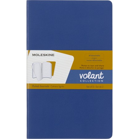 Блокнот Moleskine VOLANT QP721B41M17 Large 130х210мм 96стр. линейка мягкая обложка синий/желтый янтарный (2шт)