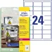 Этикетки Avery Zweckform L4773-20 A4 33.9x63.5мм 24шт на листе/196г/м2/20л./белый самоклей. для лазерной печати