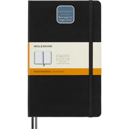 Блокнот Moleskine CLASSIC EXPENDED QP060EXP Large 130х210мм 400стр. линейка твердая обложка черный