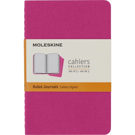 Блокнот Moleskine CAHIER JOURNAL CH011D17 Pocket 90x140мм обложка картон 64стр. линейка розовый неон (3шт)