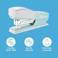 Степлер Kw-Trio 055X6-GRN Swing Standing 24/6 26/6 (20листов) зеленый 100скоб пластик коробка