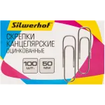 Скрепки Silwerhof 491037 металл оцинкованные 50мм (упак.:100шт) картонная коробка