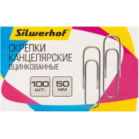 Скрепки Silwerhof 491037 металл оцинкованные 50мм (упак.:100шт) картонная коробка