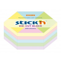 Блок самоклеящийся бумажный Stick`n 21826 61x70мм 250лист. пастель ассорти "гексагон"