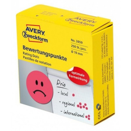 Этикетки Avery Zweckform 3859 250шт на листе диаметр 19мм/70г/м2/красный самоклей. универсальная