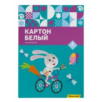 Картон белый Silwerhof белый мелов. 8л. 1цв. A4 Зайка 230г/м2 1диз. обл.мел.картон папка