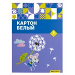 Картон белый Silwerhof белый 8л. 1цв. A4 Мышка 230г/м2 1диз. обл.мел.картон папка