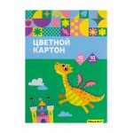 Картон цветной Silwerhof ассорти 10л. 10цв. A4 Дракоша 230г/м2 1диз. обл.мел.картон папка (упак.:24шт)