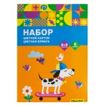 Набор картона/бумаги Silwerhof ассорти 16л. 8цв. A4 Скейтбордист 230г/м2 1диз. обл.мел.картон папка