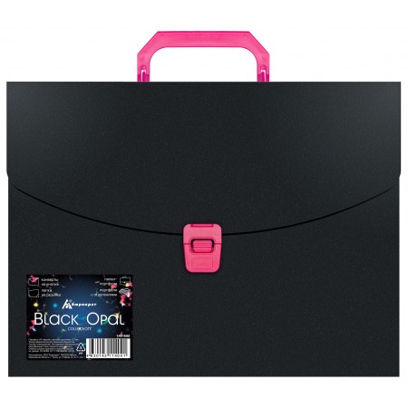 Портфель Бюрократ Black Opal BLPP01PINK 1 отдел. A4 пластик 0.7мм черный/розовый