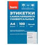 Этикетки Buro A4 70x37мм 24шт на листе/100л./белый матовое самоклей. универсальная