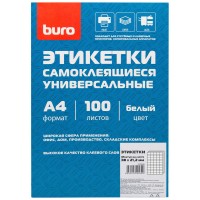 Этикетки Buro A4 38x21.2мм 65шт на листе/100л./белый матовое самоклей. универсальная